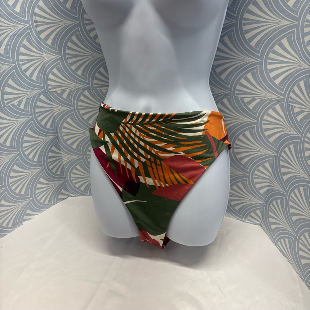 Vitamina A, women Tropical High-Waisted Bikini Bottom, palm leaf, size L new